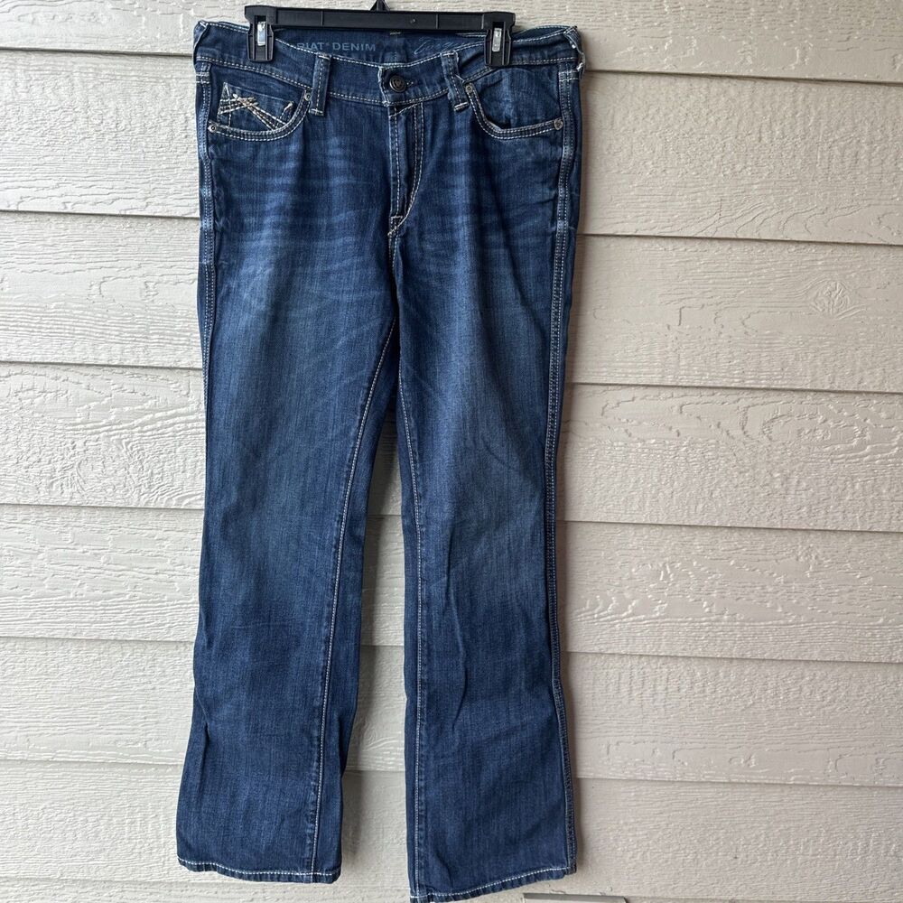 Ariat Denim Turquoise Bootcut Jeans Women’s 32R Dark Wash Country Western Rodeo